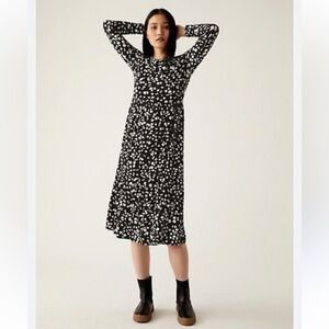 Marks & Spencer m & s collection Black white front full button long sleeve dress